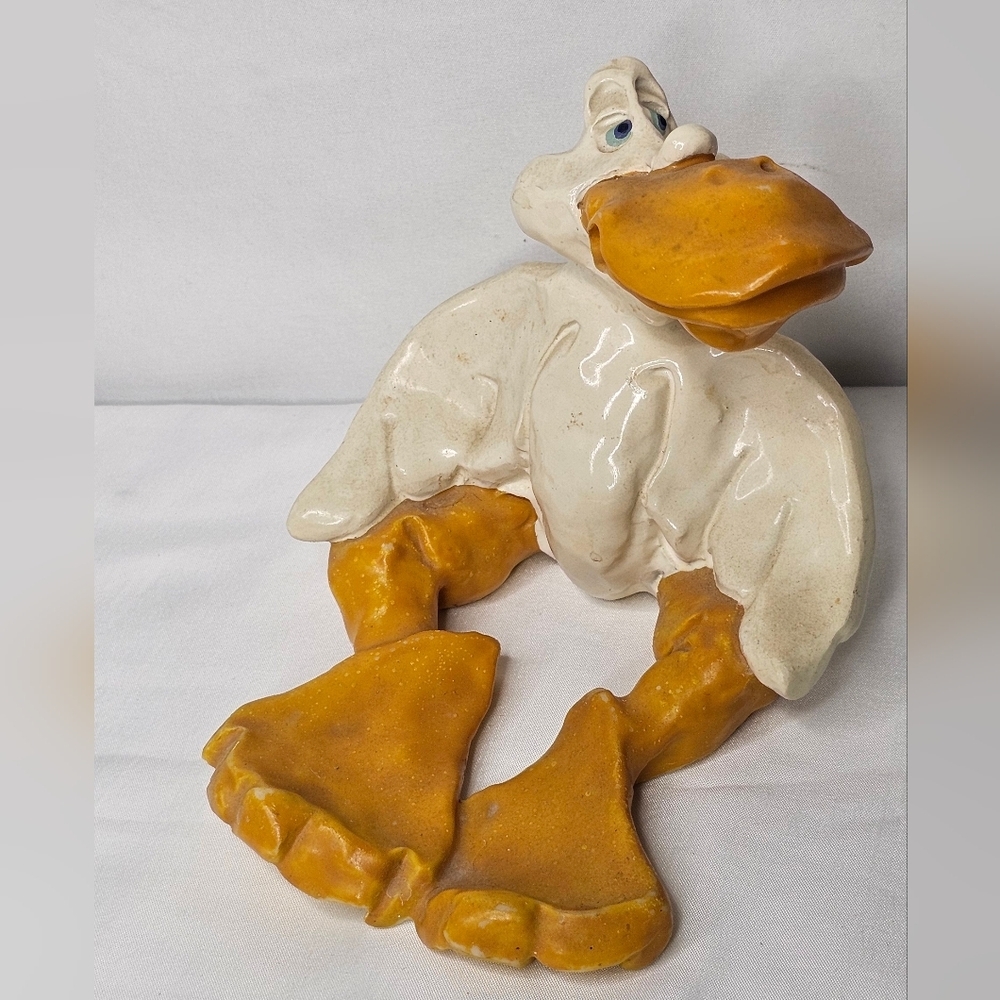Michael Ezzle Ceramic Duck Figurine Handcrafted Pottery Sculpture Whimsical Art